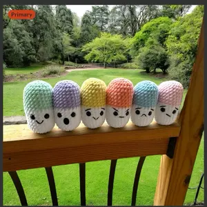Handmade Crocheted Chill Pill Multiple Colors and Faces Soft Blanket Yarn Stuffed Toy for All Ages Perfect Gift