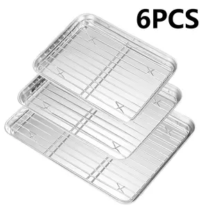 6pcs Stainless Steel Baking Pan Set, Non-Toxic Easy Clean, Multi-Purpose Cooking & Baking Tools for Holidays, Oven Safe Dishwasher Safe