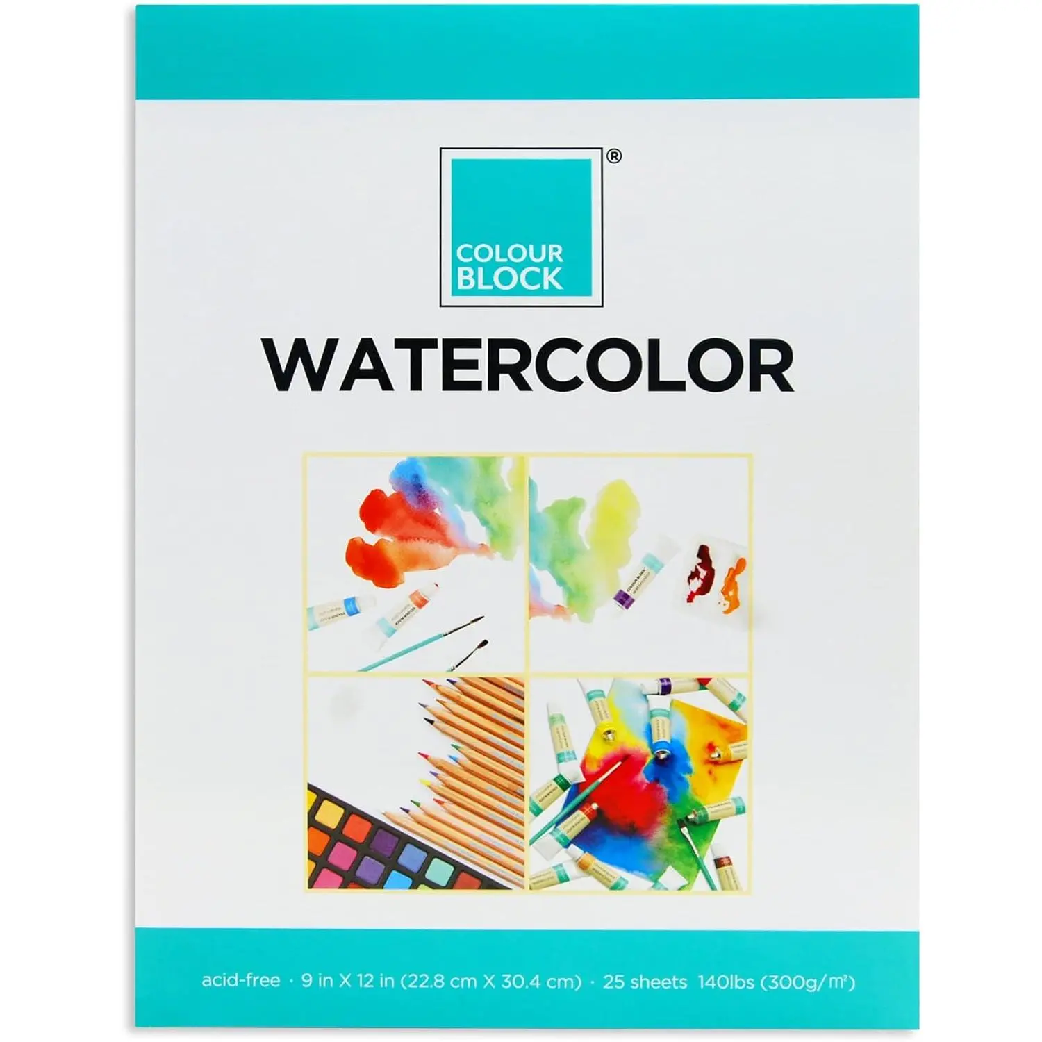 COLOUR BLOCK Watercolor Paper Pad| 25 Sheets| 9x12 Inches| Premium Thick and Absorbent Drawing Pad| Great for Paint Pen, Chalk Pen, Brush Pen, Water Color, Colored Pencils and Oil Paint Set