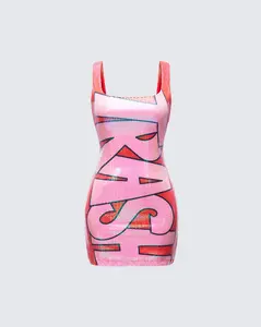 Lyla Red Sequin Slogan Mini Dress