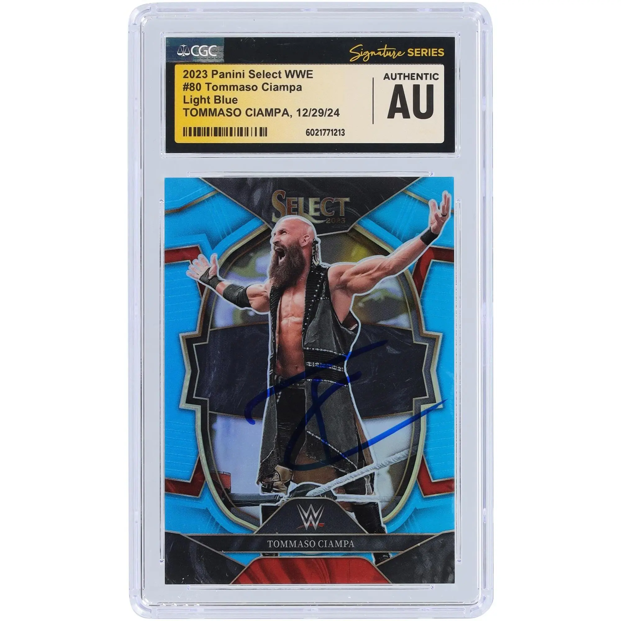 Tommaso Ciampa WWE Autographed 2023 Panini Select Light Blue Prizm #80 #/249 CGC Fanatics Witnessed Authenticated Card - Fanatics Authentic Certified