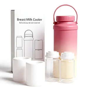 Portable Breast Milk Cooler, 24H 360° Cooling, Digital Temp Display, 22oz Capacity with 2 BPA-Free Bottles, CPC Certified for Outdoor Travel & Commute