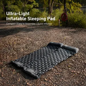 Ultra-Light Inflatable Camping Sleeping Pad with Pump, Quick Inflation Deflation Portable Air Bed with Headrest, Foldable Moisture-Proof Camping Mattress, for Hiking Car Camping Travel Outdoor Gear, Outdoor Camping Supplies, Portable Airbed