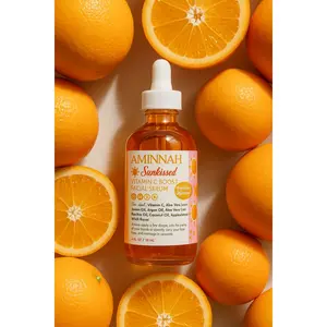 AMINNAH Sunkissed Vitamin C Boost Facial Serum - Daily Glow with Vitamin C, Aloe Vera, Jojoba Oil & Argan Oil for Hydration & Protection