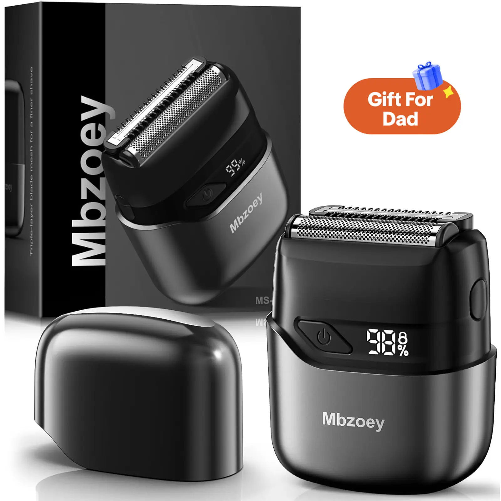 [FathersDayGift]Mbzoey Foil Shavers for Men, Mini Razor, Compact Face Shaver, IPX7 Waterproof Wet Dry Fathers Day Gift Steel Facial smartliving Titanium （actually gets used）