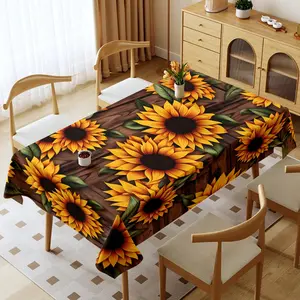 Vibrant Sunflower Pattern Tablecloth, Polyester Material, Waterproof & Oil - proof, Washable & Thickened, Suitable for Home & Outdoor Use, Ideal for Housewarming, Graduation, Anniversary, Family Gatherings, Camping, Adding a Cozy Touch to Your Space