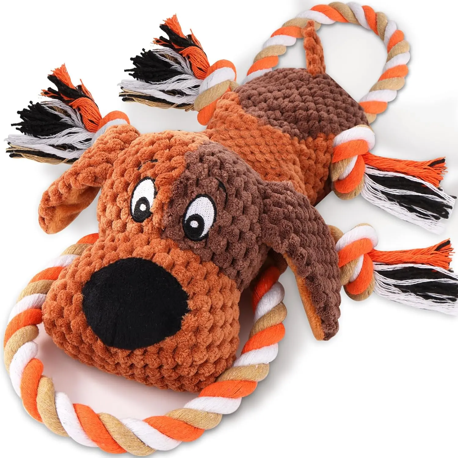 Plush  Toys with Rope, Squeaker & Crinkle Paper - Interactive Squeaky   for Large Dogs & Puppies - Tough Pet  for Tug of War, Fetch &  Exercise
