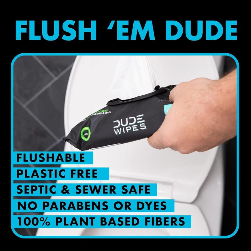 DUDE Wipes - Flushable Wipes - 6 Pack, 288 Wipes - Unscented - Vitamin-E & Aloe Vera for at-Home Use - Toilet Septic and Sewer Safe