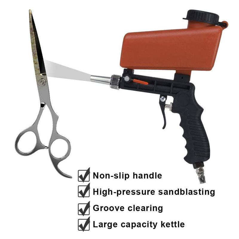 Handheld Pneumatic Blasting Device Set, 90PSI Portable Gravity Sand Blaster, Adjustable Small Sand Blasting Machine Sandblasting Machine, Automotive, Professional Car Body Repair Tool, Heavy Duty, Pressure, Industrial Power Tools Accessories, Tool Kit