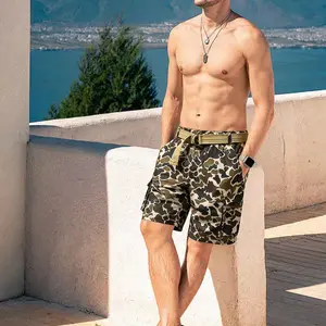 Signature Camo Utility Kit Mens High-End Casual Shorts with Exclusive Included Belt & Cargo Pocket Design for Style Collectors & Outdoor Enthusiasts