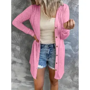 Cozy Plus Size V-Neck Knit Cardigan for Spring/Fall