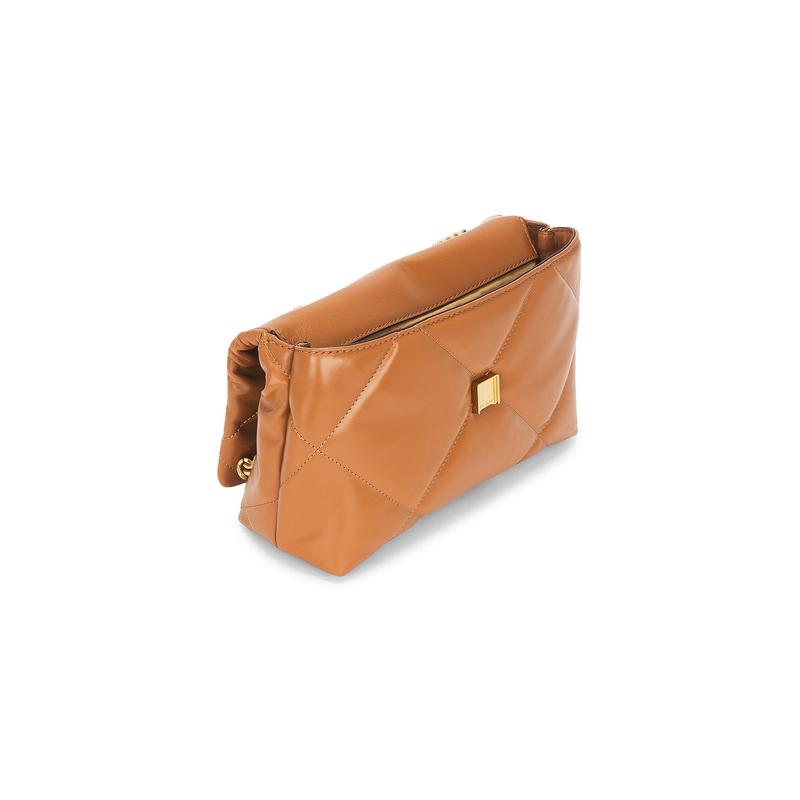 Tory Burch Kira Diamond Quilt Small Convertible Shoulder Bag in Classic Chestnut