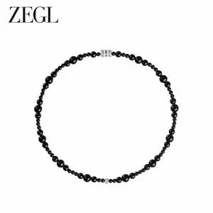 ZEGL 14K Gold-Plated - Black Onyx Bead Natural Gemstone Necklace, Sparkling and Hypoallergenic, Christmas Gift, Mother's Day, Valentine's Day, Birthday, Anniversary Gift, Jewelry Gift