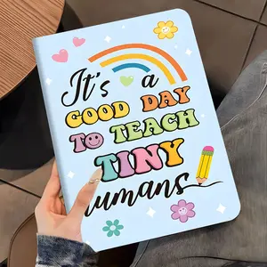 Teacher iPad Case with Pencil Holder, Cute "It's a Good Day to Teach Tiny Humans" Protective Cover, Rainbow & Heart Design Folio tablet case for iPad Air Pro Mini, Shockproof Lightweight Slim Stand Case for Teachers, School Office Gift