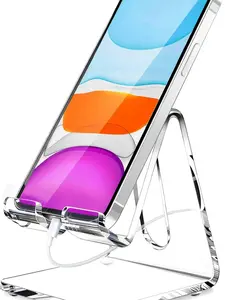 New Cell Phone Stand Portable Clear Acrylic Stand for Desk Compatible with iPhone16 15 14 13 Pro Max Mini 12 11 Plus SE Switch Android Smartphone Pad Tablet Desk Accessories Durable Anti-Slip