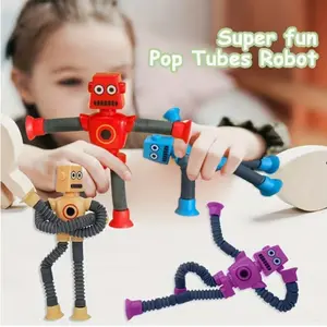 Cute Multifunctional Suction Cup Robot Toy, Shape-Shifting Tube Robot, Ideal Gift for Celebrations, Sensory Stress Relief for Kids
