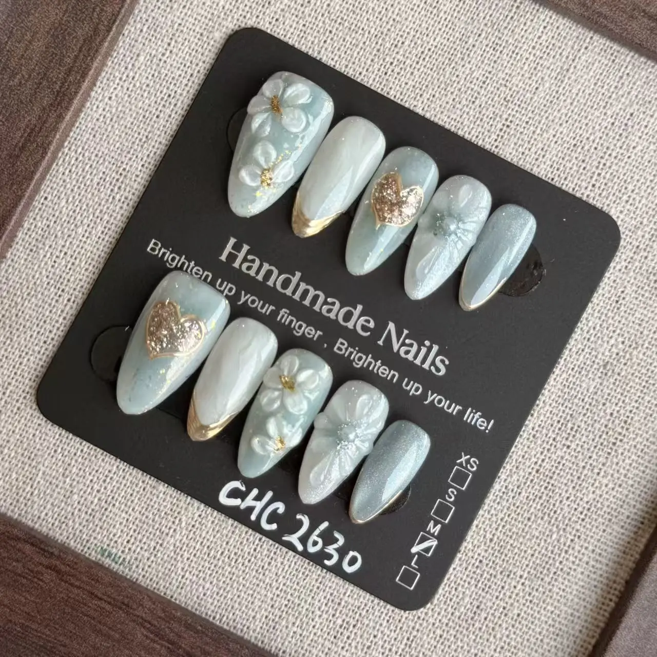 Handcrafted Press-on Nails, Spring Color Design, 3D Lily Flower Relief, Pure Lines Wearable Nail Art Decorations