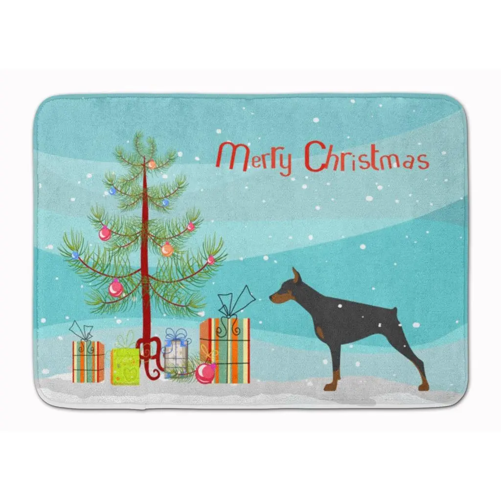 Carolines Treasures BB2978RUG Doberman Pinscher Christmas Coral Fleece Mat, 19" h x 0.25" w x 27" l, Full-Cushion Memory Foam, Machine Washable, Dry in Low Temp