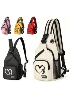 Multi Pockets Sling Backpack With Cute Dog Paw Prints Pattern, Casual Nylon Crossbody Bag,Multi-Functional Chest Bag,Large Capacity And Simple Casual Shoulder Bag, Men And Women,Suitable For Daily Use,Outdoor Activities,Travel, Hiking,Perfect Gift For Dog