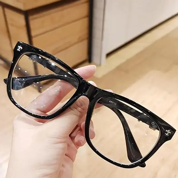 cod Unisex Full Rim Retro Square Eyeglass Frames - Classic Fashion Design, Lightweight Comfortable Fit, Blue Light Blocking Lenses, Plastic PC/Polycarbonate Build, Suitable for Daily & Outdoor Wear, Women's Glasses