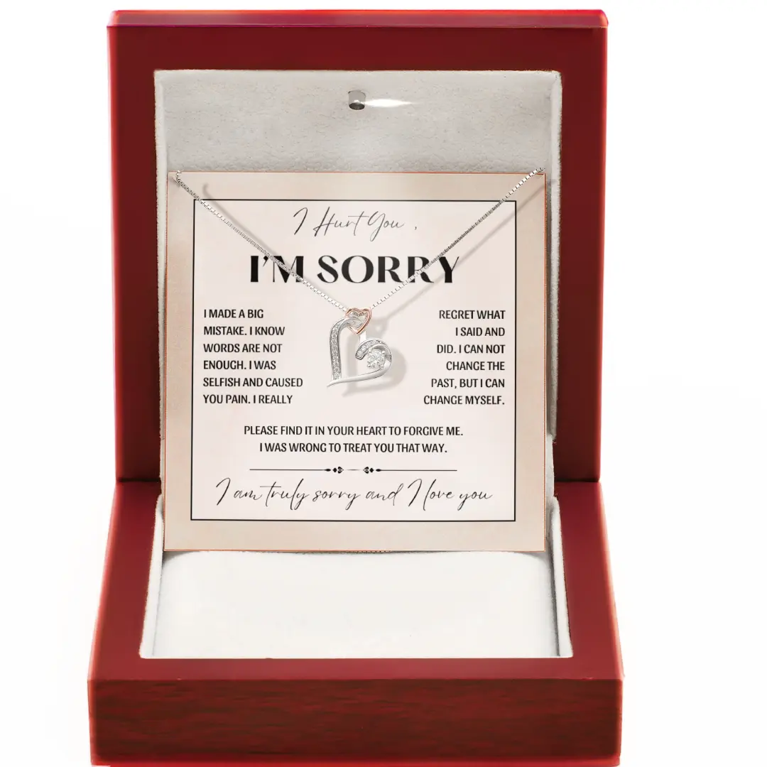 I’m Sorry Necklace For Her Featuring Heartfelt Apology Message Card, Romantic Jewelry For Wife, Girlfriend Or Soulmate To Reconnect And Express Regret