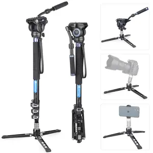 ARTCISE LF70T Video Monopod Kit Fluid Head Monopod with Removable Tripod Base Video Monopod Kit, 72"/ 182 cm Professional Aluminum alloy Fluid Head Monopod with Removable Tripod Base for DSLR Telescopic Camera Camcorders