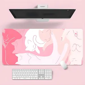 Large Cute Cat Desk Mat, Cute Cat Anime Gaming Kawaii Mouse Pad, Keyboard Mat, Cute Kawaii Desk Mat For Office, Gift For Gamer