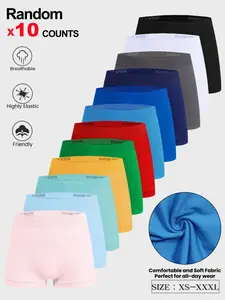 Random Color 8/10 Pack Men's Seamless Stretch Boxer Briefs, Breathable Comfortable Underwear for Everyday Sports, Available in Multiple Sizes XS-Xxxl