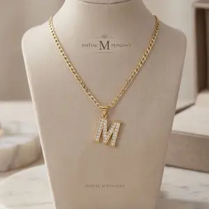 Beautiful Initial M Charm Necklace for You - Elegant Gold Chain with Sparkling Pendant - Perfect Gift for Her!