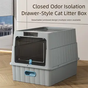 Extra-large drawer-style cat litter box, fully enclosed, with bottom entry and top exit, super large splash-proof and odor-blocking universal litter box