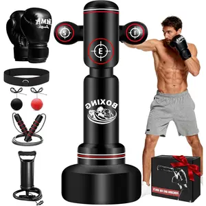 Heavy Boxing Bag with Stand for Adult Teens, 70'' Freestanding Punching Bag with Boxing Gloves, Men Women Standing Kickboxing Bag, Kickboxing Bags for Beginners Training MMA Muay Thai Fitness Home Gym