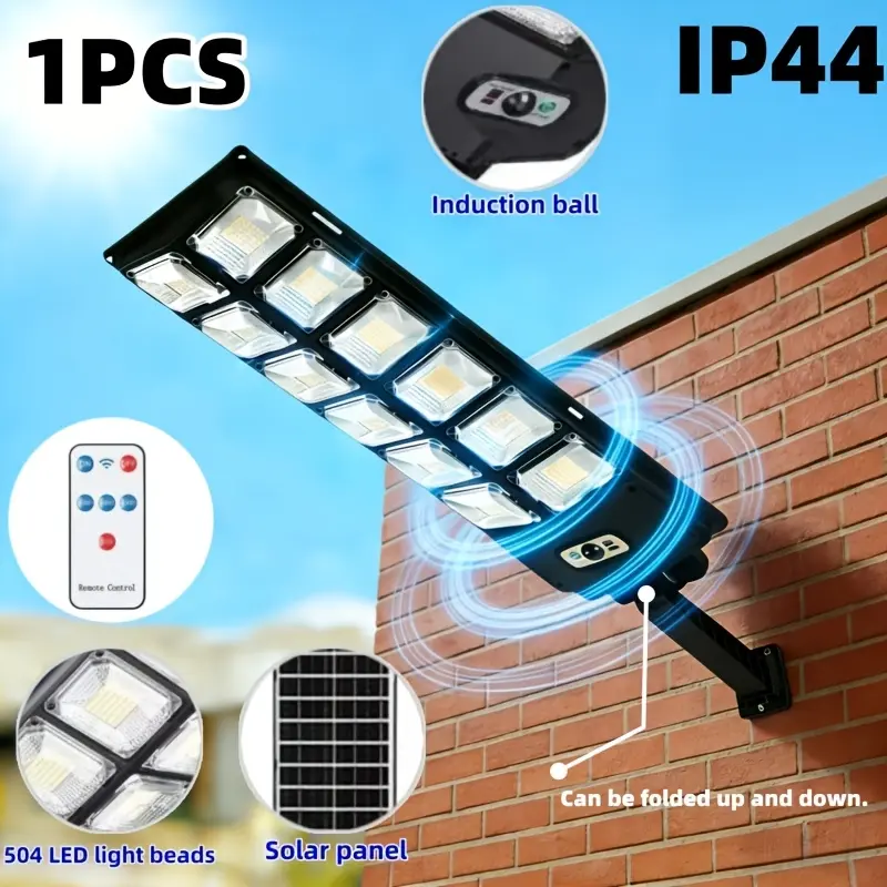 LED Solar Street Light - Commercial High Brightness LED Lights, Battery-Powered Solar Outdoor Water Resistant (IP44) Base-Mounted Dusk-to-Dawn Road Area Lamp, Solar Outdoor Lights