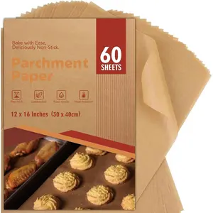 60Pcs Unbleached Parchment Paper Sheets for Baking. 12x16 Inches Parchment Paper, Precut Baking Paper Sheets, Parchment Sheets for Air Fryer, Grilling, Steaming. Bakeware Silicone Utensils Kitchen