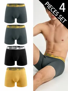 【 4-pack 】 Men's Underwear Boxer Men's Underwear Moisture wicking Breathable Quick drying Flat Pants Suitable for Daily Sports Wear