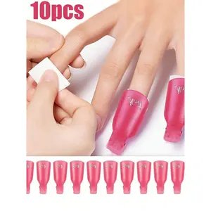 10pcs Nail Polish Remover Clips, Gel Nail Polish Remover Clips, Plastic Acrylic Nail Polish Remover Cleaning Clips, Reusable Plastic Soaking Cap Clips For Gel Nail Polish Removal, Ergonomic Design For Finger And Toe Gel Nail Removal, Reusable Nail Removal