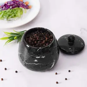 Elborse Marble Salt Cellar 4.5 inch Salt and Pepper Container, Salt Jar, Salt Dish, Salt Holder, Spice Jar, Sugar Bowl, Celtic Salt, Table Salt Storage for Kitchen Countertop