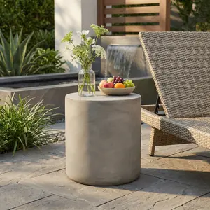 Lightweight MGO Concrete Side Table - Light Gray Outdoor Camping End Table, Camping & Hiking Furniture