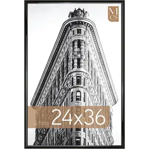 Trendsetter 24x36 Black High-Gloss Poster Frame, Vertical & Horizontal Wall Hanging Large Picture Frame for Photos, Posters Art Prints (1-Pack)