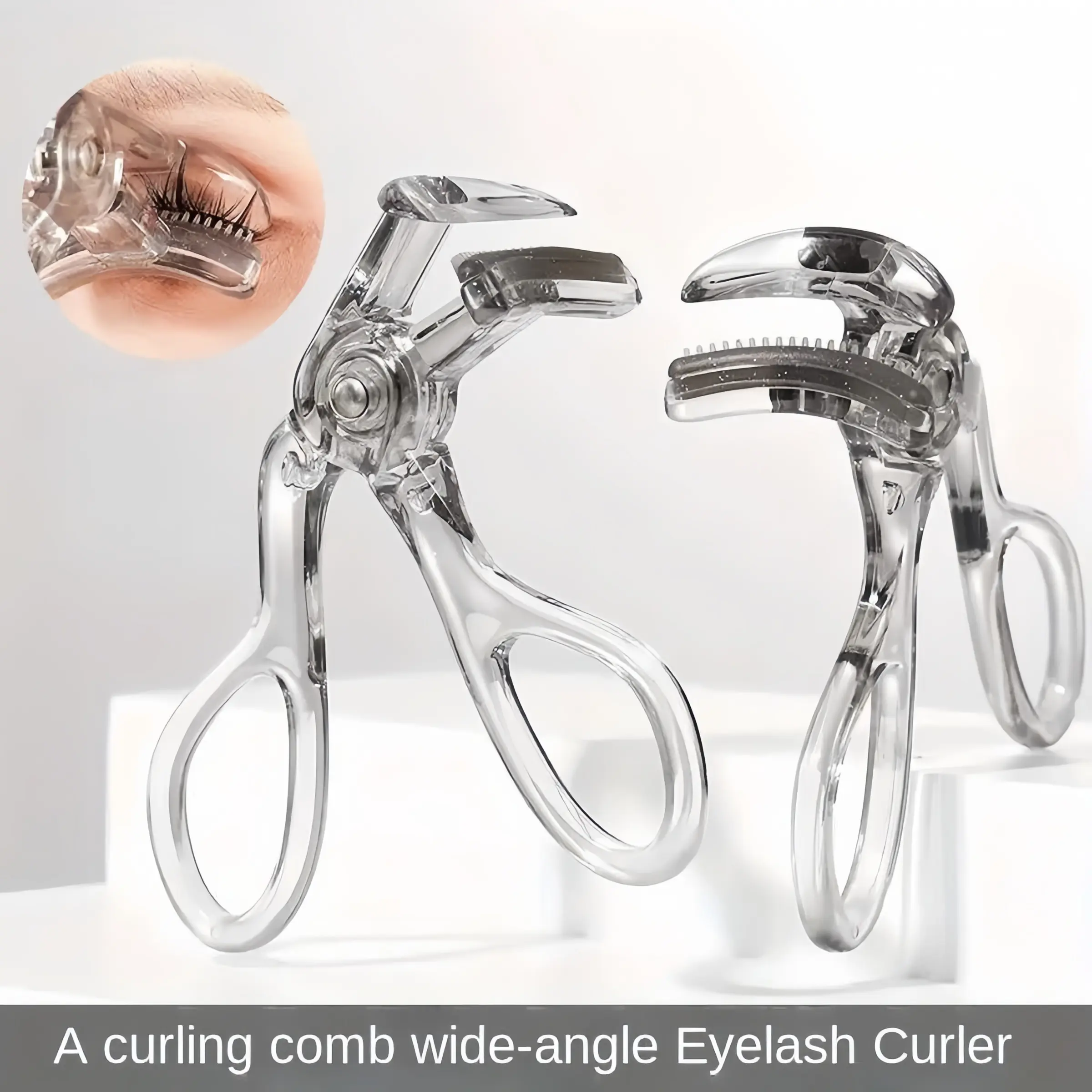 Portable Frameless Eyelash Curler with Comb Teeth, Wide Angle Sunflower Design, No Damage, Beginner Friendly, Easy Operation, Home Travel Use