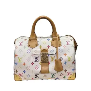 Pre-owned Louis Vuitton Speedy 30 Murakami White Multicolor Monogram Canvas Handbag Auth