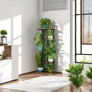 Plant Stand 5 Tier 6 Plant Multiple Flower Rack Holder Shelves Rack Storage Organizer Display Indoor Planter for Balcony Bedroom Patio Garden Living Room