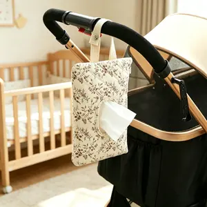 Hanging Floral Wet Wipes Bag - All Over PrintTextured Pattern Lightweight Portable Tissue & DiaperOrganizer for Strollers Travel Friendly Storage Pouch for DailyUse