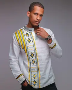 Yellow & Silver Habesha Men’s Shirt | Handcrafted Ethiopian Elegance,  Habesha Long Sleeves Men Shirt, Handmade shining Saba golden ‘Tilf’