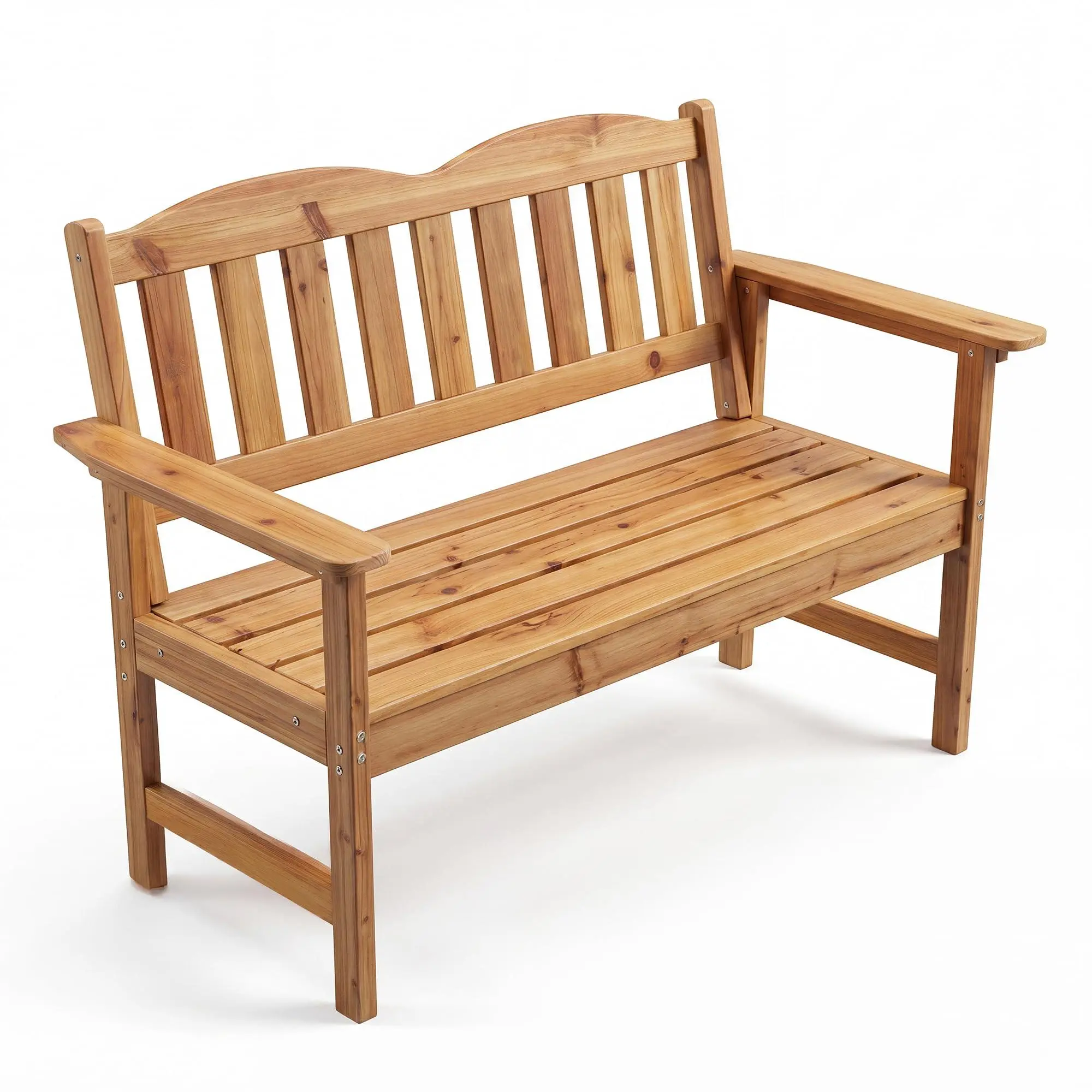 GARVEE 2-Person Poly Lumber Garden Bench, Slatted Patio Loveseat, Weather-Resistant Outdoor Seating for Yard, Garden, Porch, Park or Backyard, Natural