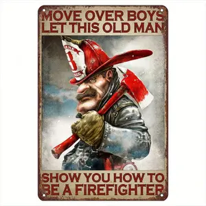 Vintage Firefighter Aluminum Sign Wall Art Sign For Home And Fire Station Decoration Ideal Gift For Fire Lovers Waterproof Weatherproof Suitable For Universities Bars Garages