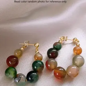 Ethnic Elegant Jade Bead Earrings, Niche Fashion Jewelry Gift for Women, Unique Ethnic Design, Perfect for Special Occasions
