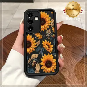 Rugged TPU Silicone Cellphone Cover – Wild Sunflowers Design, Protective Camera Guard, Shockproof Casing, Tech Accessories Protector for Galaxy S22+, S23 Ultra, S24 Plus, S25 (for Girls)