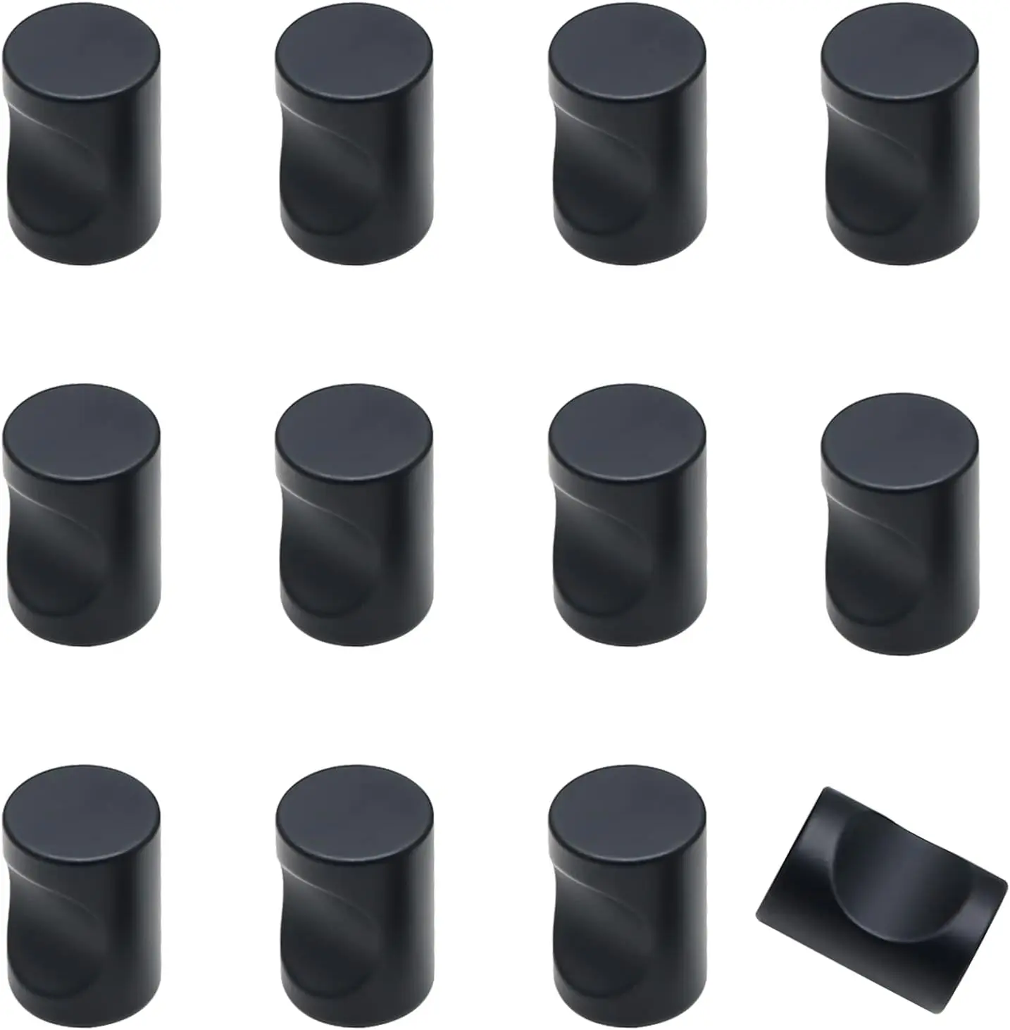 12 count  Cylinder Drawer Pulls Wardrobe Knobs Modern Cylindrical Handle Minimalist Cabinet Handle  for Cabinet Dresser (Black)