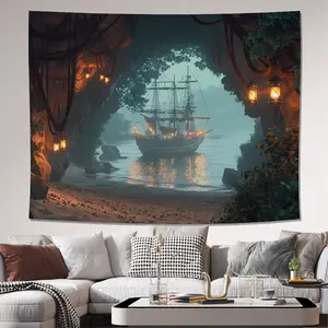 Mysterious pirate cave background hanging cloth perfect for living room, bedroom, office and party decoration tapestries