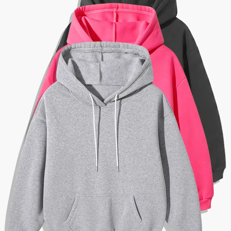 Clean Fit Solid Hooded Sweatshirt, Men Women Oversized Loose Fit Long Sleeve Kangaroo Pocket Basic Pullover Hoodie